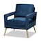 Baxton Studio Leland Glam and Luxe Navy Blue Velvet Fabric and Gold Finished Armchair 182-11446-Zoro - alternate 1